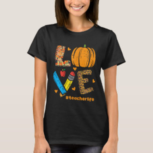 Camiseta Amar Professor Pumpkin Leopard Queda outono Outono