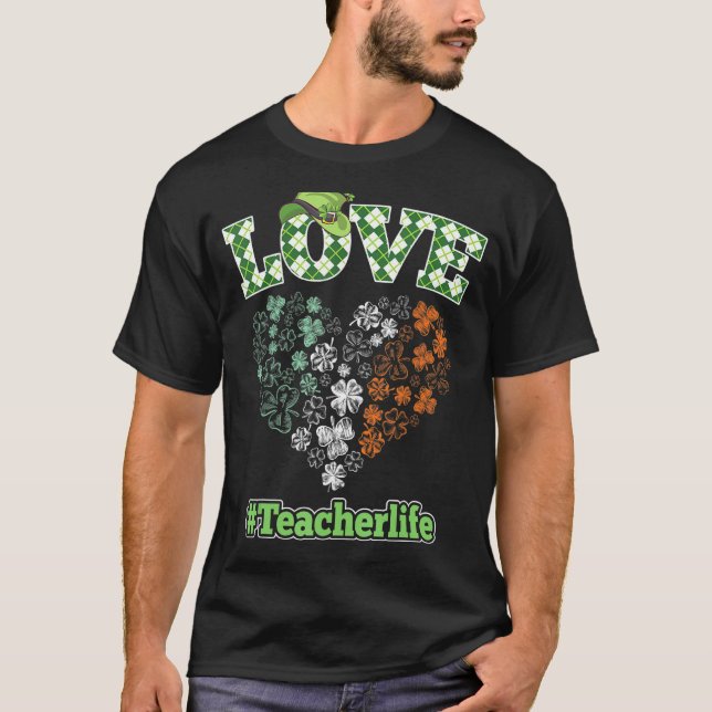 Camiseta Amar Professor Vida Shamrock Saint Patrick's Day I (Frente)