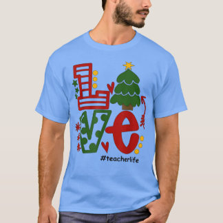 Camiseta Amar Professora Decoração de Árvore de Natal Teach