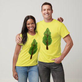 Camiseta Amarela com Gráfico de Pinheiro Masculina