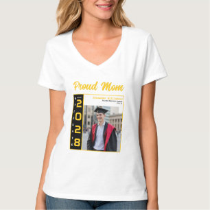 Camiseta Amarela Preta Branca Foto de Formatura Mãe Orgulho