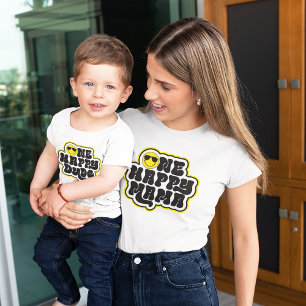Camiseta Amarela Preta Retro Uma Mãe Feliz