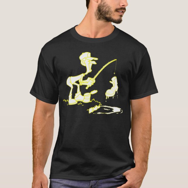 Camiseta Amarelo da bota da pesca (Frente)