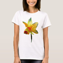 Camiseta Amarelo Daffodil watercolor Primavera