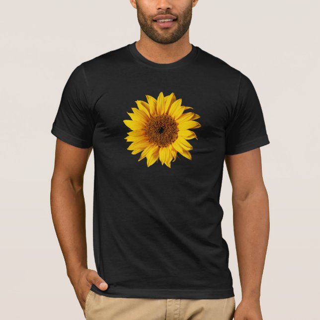 Camiseta Amarelo de girassol em preto - Flores Sun personal (Frente)