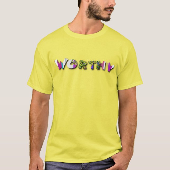 Camiseta Amarelo Digno Homens (Frente)