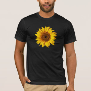 Camiseta Amarelo do girassol no preto - flores