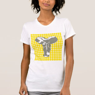 Camiseta Amarelo Dourado Safari Pontilhado com Elefante Pop