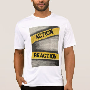 Camiseta Amarelo e grafite masculino "Ação e Reação"