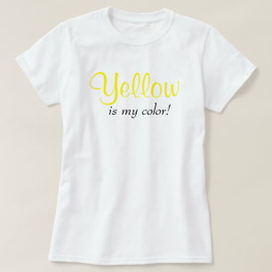 Camiseta Amarelo É Minha Cor Cute Tipografia Texto Feminino
