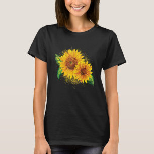 Camiseta Amarelo-Flor-Girassol Flor Aquarela Positivi