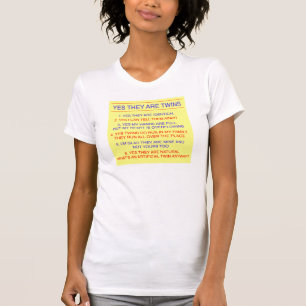 Camiseta Amarelo idêntico das perguntas dos gêmeos