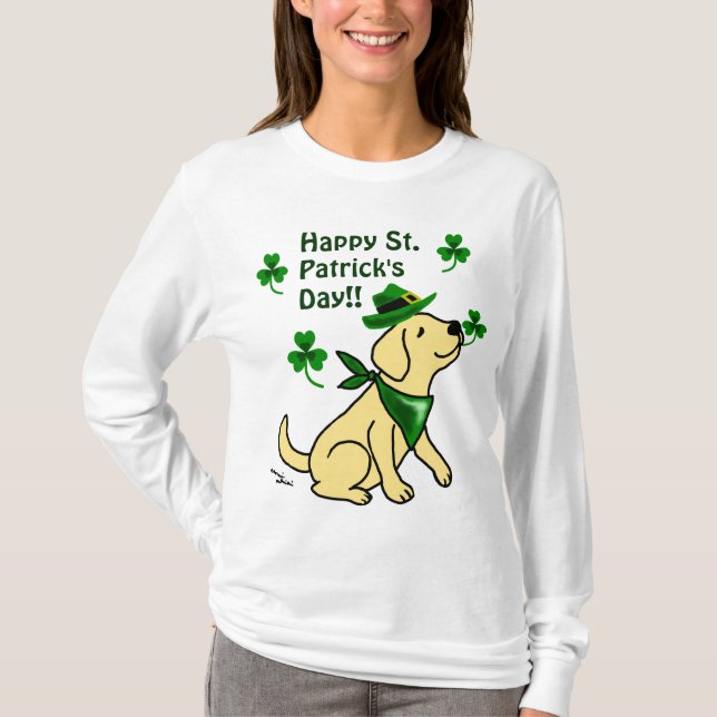 Camiseta Amarelo Labrador do dia de St Patrick (Frente)