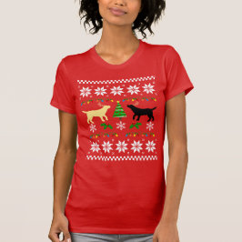 Camiseta Amarelo Labrador e Black Labrador Feliz Natal