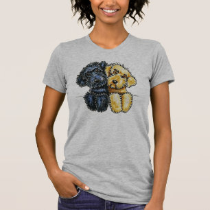 Camiseta Amarelo preto de Labradoodles alinhado