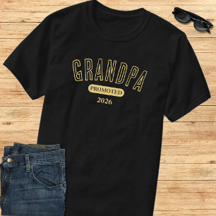 Camiseta Amarelo & Preto Promovido a Avô Ano Est. 2026