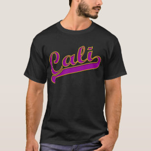 Camiseta Amarelo roxo do logotipo de Califórnia Cali