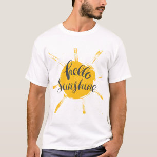 Camiseta Amarelo Sol Desenho Alô Alô Texto de Imagem Sunshi