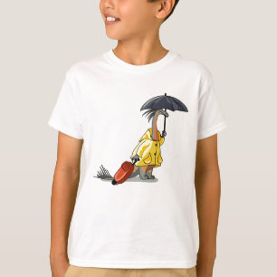 Camiseta Amargasaurus Segurando O Guarda-Chuva E A Mala.