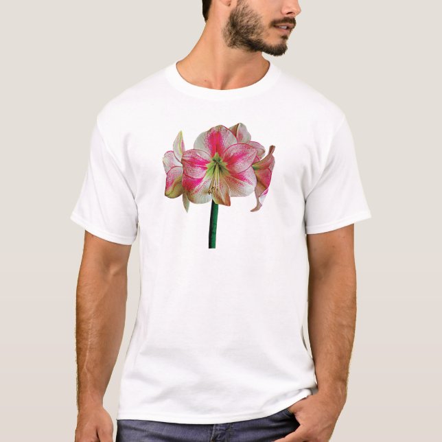 Camiseta Amarílis Rosa e Branco (Frente)