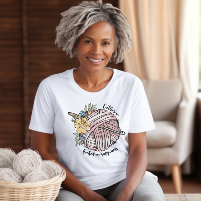 Camiseta Amarradas na Felicidade, Amantes de Crochet Person (Criador carregado)