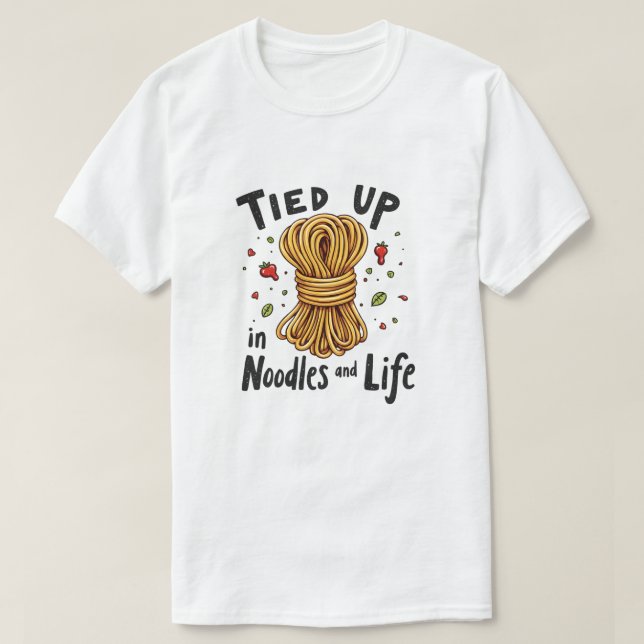 Camiseta Amarrado em Noodles e Vida (Frente do Design)