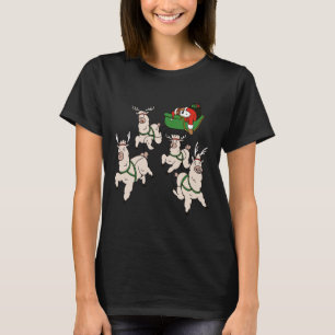 Camiseta Amarrando Lhamas De Natal Em Papais noeis De Sleig