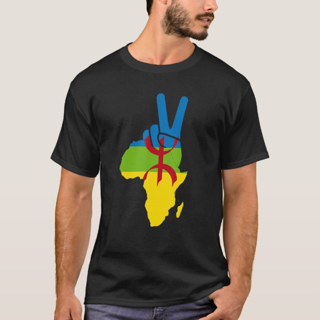 Camiseta Amazigh Flag Na África Mapeia O Orgulhoso Berber K (Frente)