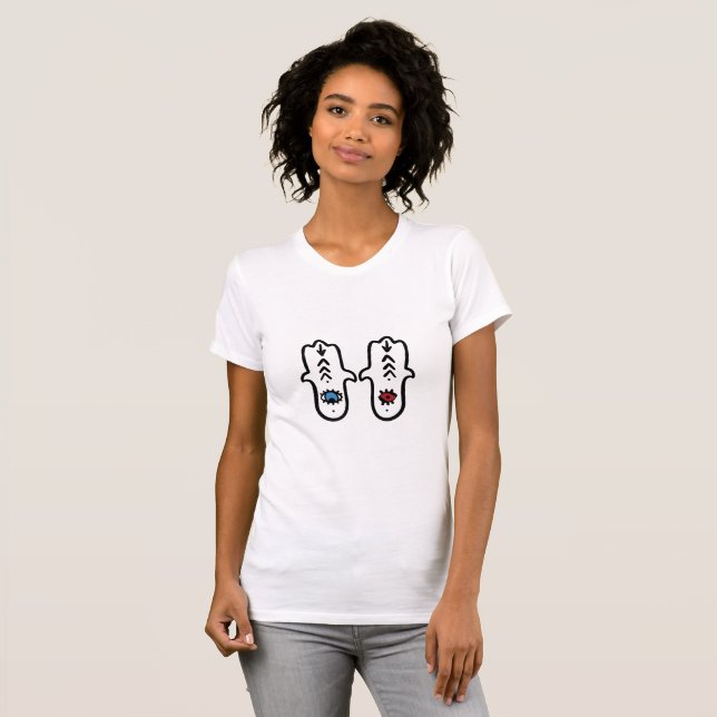 Camiseta Amazigh Hamsa argelino com Mau Olho (Frente Completa)