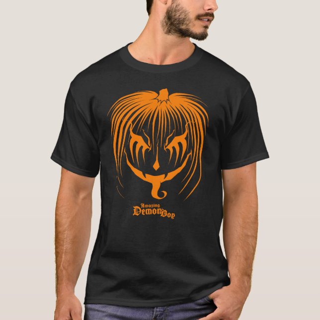 Camiseta Amazing Demonboy Pumpkinhead Orange Halloween (Frente)