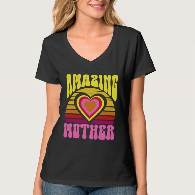 Camiseta Amazing Mother Cute Sunset Hearts Mother s Day Ret (Frente)