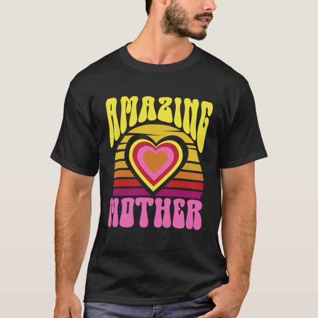 Camiseta Amazing Mother Cute Sunset Hearts Mother s Day Ret (Frente)