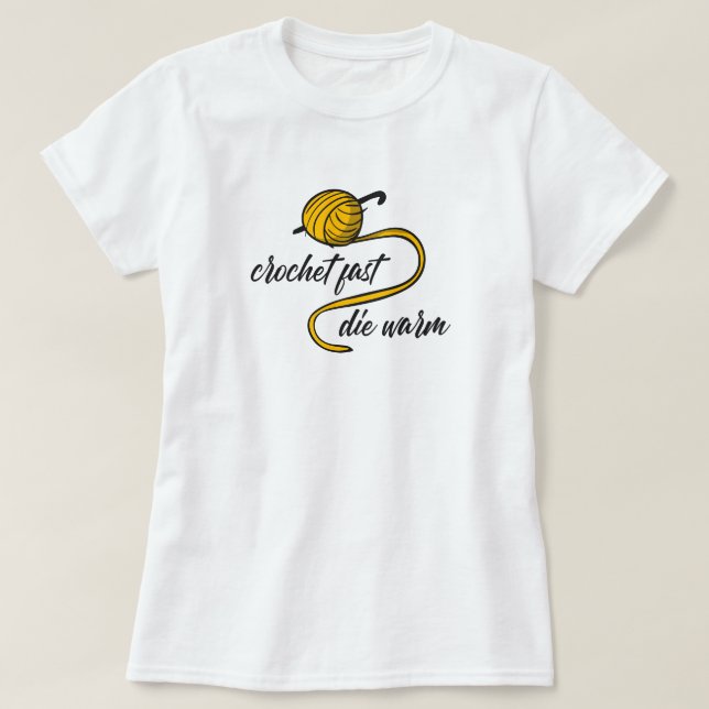 Camiseta Amber Yellow Crochet Fast, Morra T-Shirt Quente (Frente do Design)
