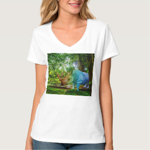 Camiseta Ambiente tropical exuberante do rinoceronte do Sli
