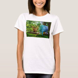 Camiseta Ambiente tropical exuberante do rinoceronte do Sli