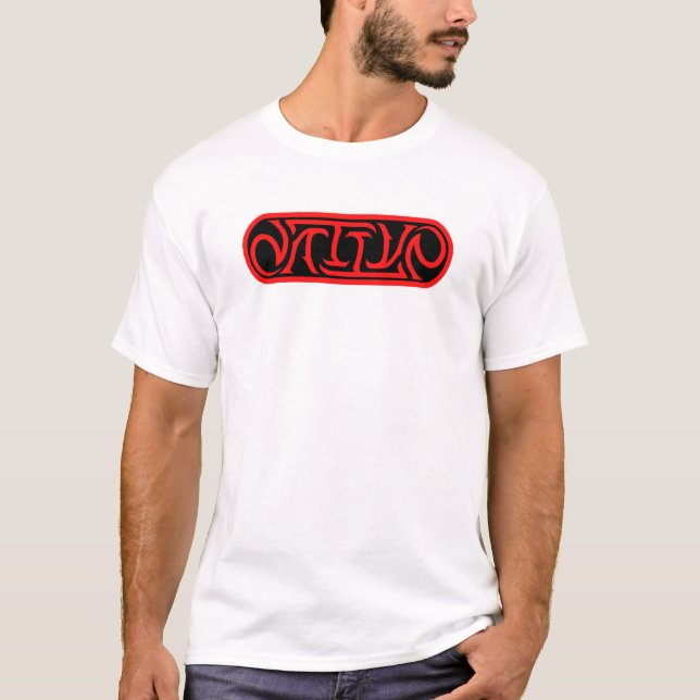 Camiseta Ambigram NATIVO (preto/vermelho) (Frente)