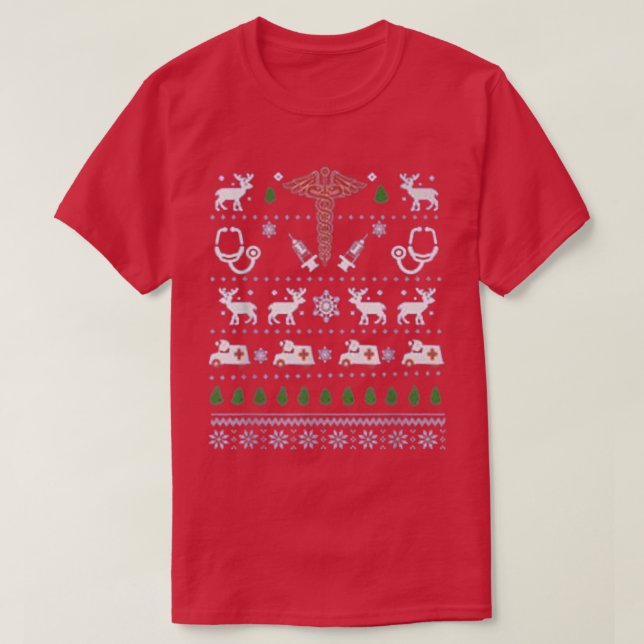 Camiseta Ambulância Árvore de Natal AMR Deer Xmas Neve (Frente do Design)