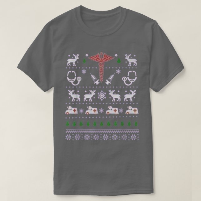 Camiseta Ambulância Árvore de Natal AMR Deer Xmas Neve (Frente do Design)