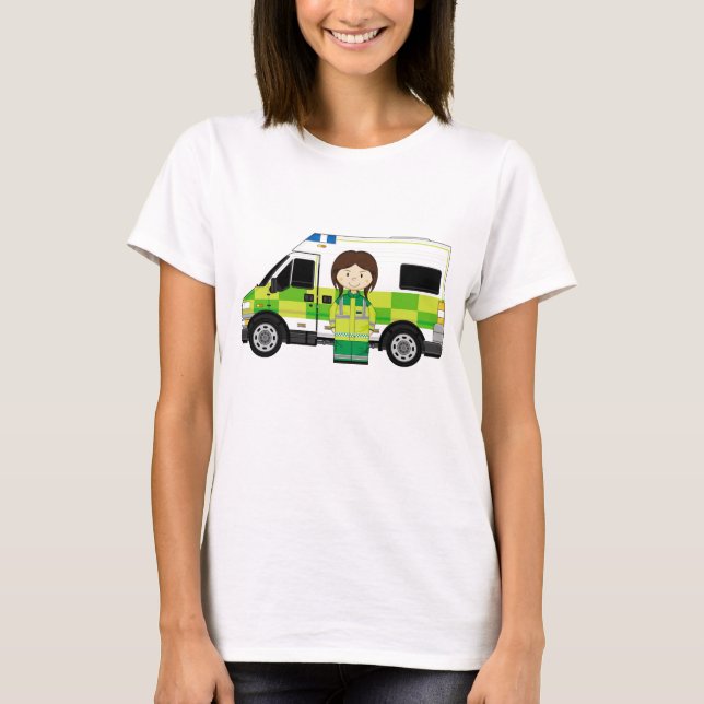 Camiseta Ambulância dos desenhos animados e EMT (Frente)