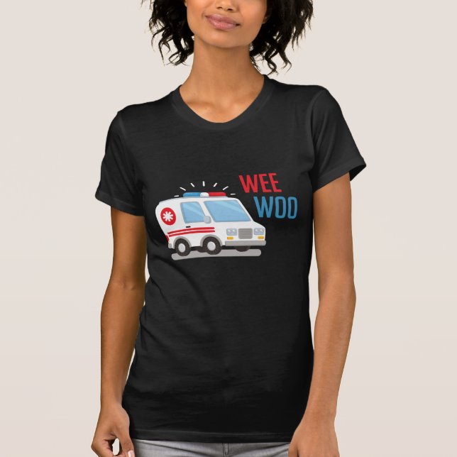 Camiseta Ambulância paramédica Carro weo woo Hospital EMT (Frente)
