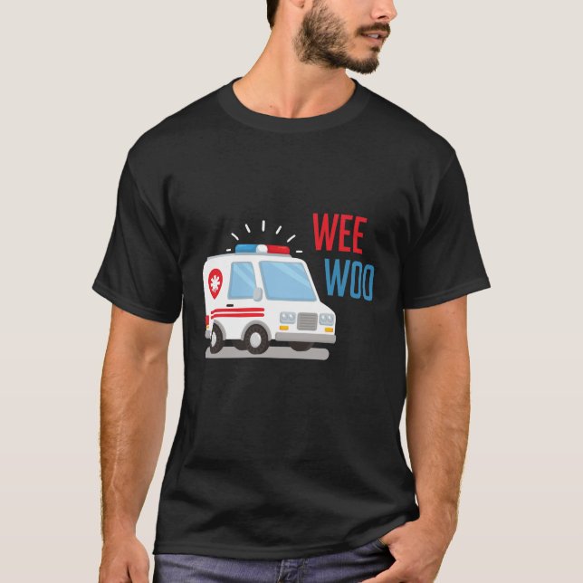 Camiseta Ambulância paramédica Carro weo woo Hospital EMT (Frente)
