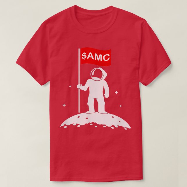 Camiseta amc stock market astronauta espacial da lua (Frente do Design)