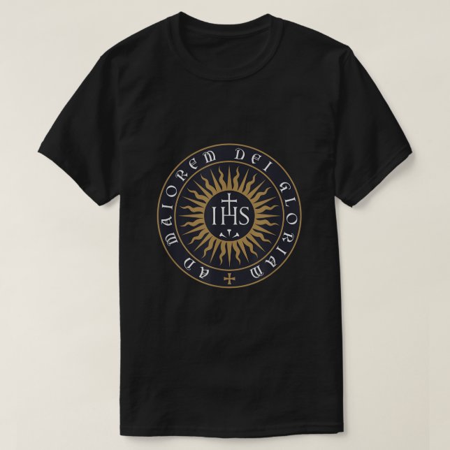 Camiseta AMDG Ignatius da Sociedade Loyola de Jesus Católic (Frente do Design)