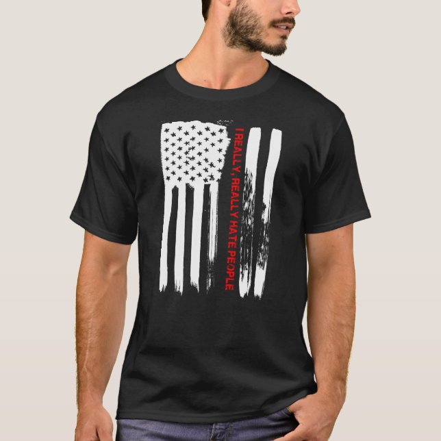 Camiseta Ame A América Eu Odeio Realmente Pessoas Na Bandei (Frente)