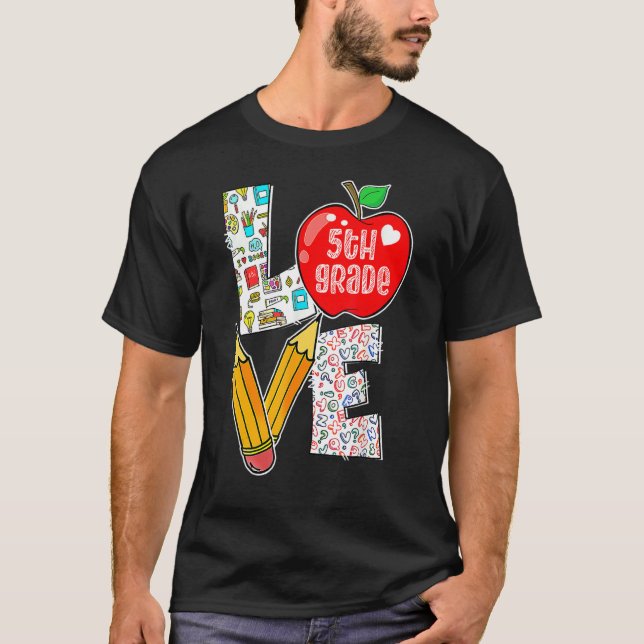 Camiseta Ame A Apple Do Quinto 5 De Volta Ao Professor (Frente)