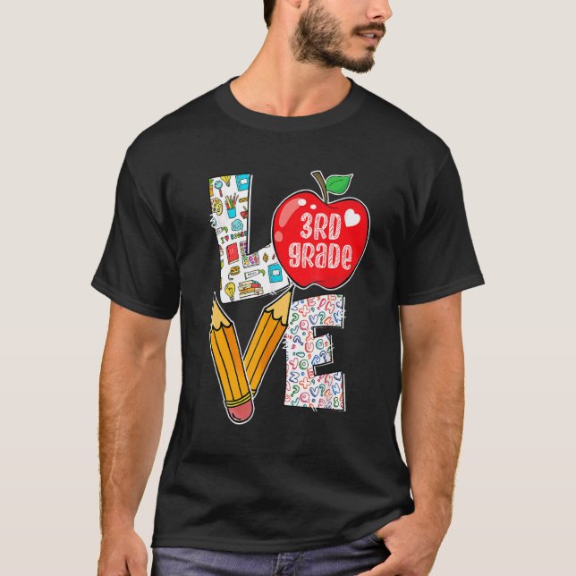 Camiseta Ame A Apple Do Terceiro Grau De Volta Ao Professor (Frente)