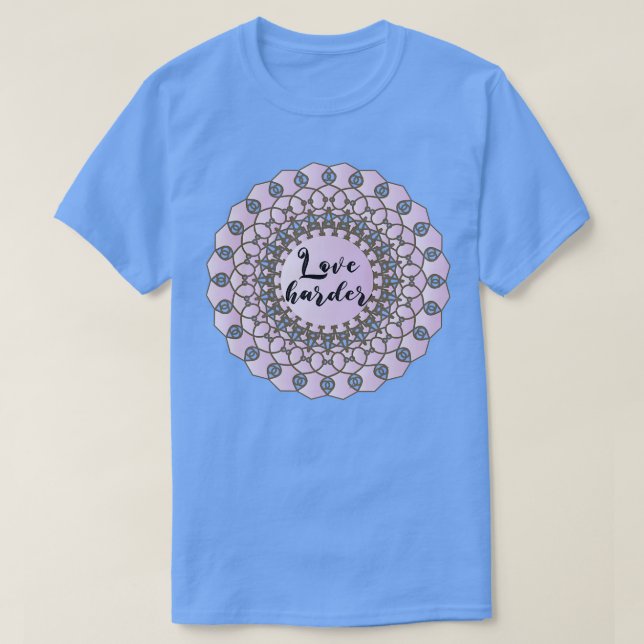 Camiseta Ame a arte floral pastel roxo mais forte (Frente do Design)