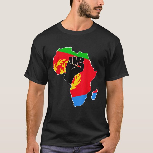 Camiseta Ame A Eritreia Com Bandeira Eritreia Em África Map (Frente)