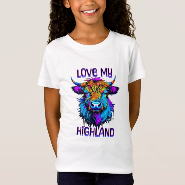 Camiseta Ame a minha arte das vacas da Highland, Cyberpunk  (Frente)