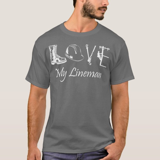 Camiseta Ame a minha esposa Lineman marido Lineworker Lines (Frente)